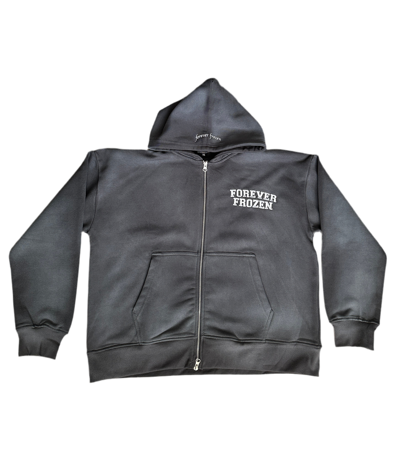 WASHED GREY ZIP UP HOODIE